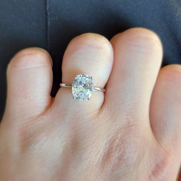 925 Silver Oval Engagement Ring - Picture 9 of 10